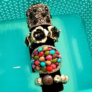 4- Bohemian Cuff-Stretch costume Bracelets NWOT Stunning